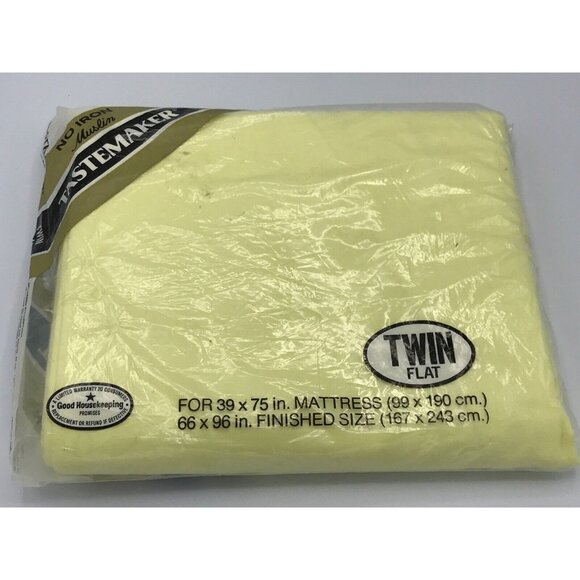 Vintage Tastemaker Twin Flat Sheet Yellow No-Iron Muslin 66”x96” Made USA - Picture 3 of 4